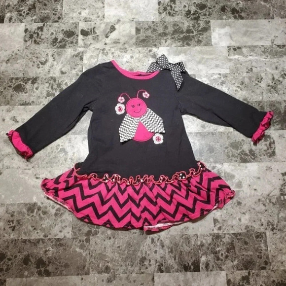 18m, GoodLad, Black and Pink Lady Bug Baby Play Dress - Picture 2 of 11